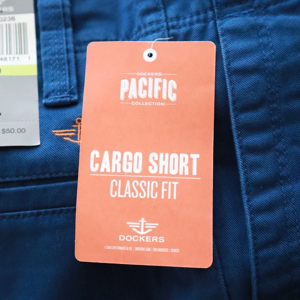 Dockers‎ Shorts Mens 30 Pacific Classic Fit Cargo Outdoor Casual Cotton Blue NWT